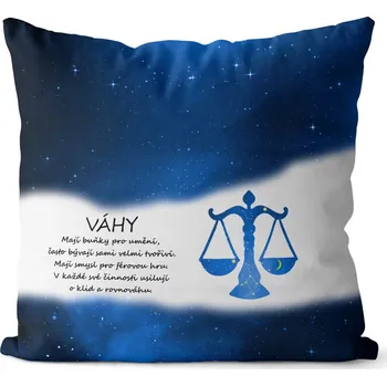 Dekorativní polštářek Polštář 40 x 40 cm - Váhy (23.9. - 23.10.) - modrý