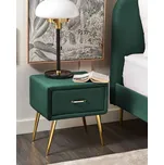 Noční stolek zelený sametový čalouněný 1 zásuvka minimalistický design nábytek do ložnice Beliani