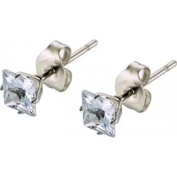 Náušnice Prosperk Ocelové náušnice mini hranaté zirkony S2415