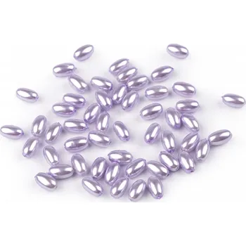 Dětské navlékací korálky Plastové voskové korálky / perly Glance oliva 6x10 mm fialová nejsv.