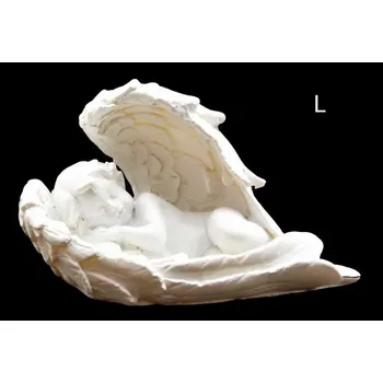 Andělíček v křídlech levý 10x5x5 cm soška anděla bílý polyresin Varianta: levý