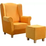 Křeslo ušák AS s taburetem, oranžová/přírodní (an 4808)