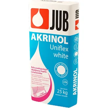 Příslušenství k lepící pistoli JUB AKRINOL Uniflex white Bílé středněvrstvé lepidlo na keramiku 25 kg Šedá