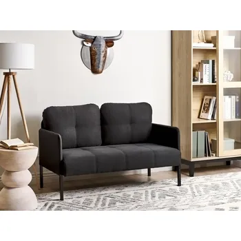 Pohovka Pohovka tmavě šedá čalouněná 2místná polstrovaný sedák prošívaná kovové nohy retro styl obývací pokoj Beliani