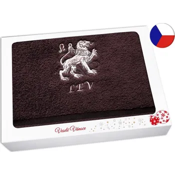 Vánoční dekorace Vánoční dárkové balení ručníku Znamení Lev tmavě hnědá/hnědá