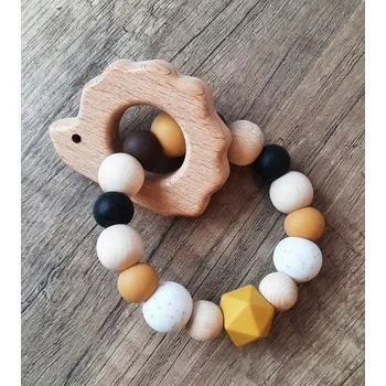 Argia beads Přírodní kousátko dřevo ježek S0325