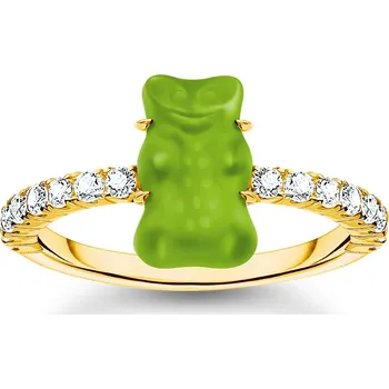 Šperk Thomas Sabo TR2459-414-6-54 Gold prstýnek with green Goldbears