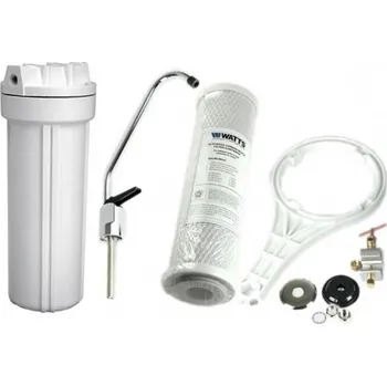 Ochranný vodní filtr Filtr uhlíkový antibakteriální 10"x2,5" 0,5 mikr. Sada na připojení pod kuchyňskou linku: Bez sady