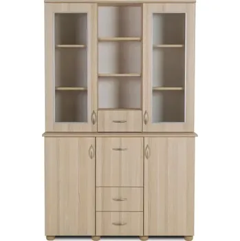 Příborník do zásuvky Sestava Pierot hladká, akacie (U7 satyna, sklo čiré bez lepení)