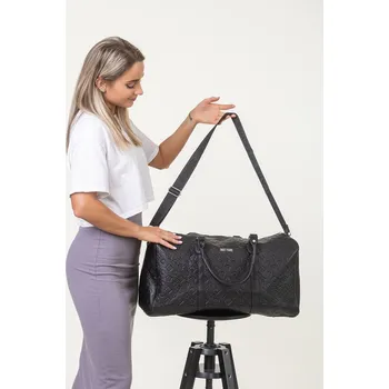 Kabelka BudesIN Černá koženková cestovní taška Moree