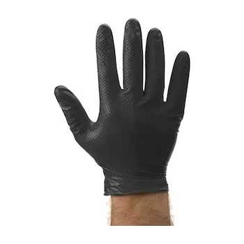 Vyšetřovací rukavice Rukavice nitrilové jednorázové, silnější vroubkované černé, velikost L (50 ks)