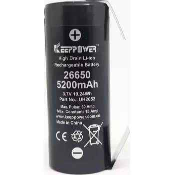 Článková baterie Baterie KeepPower 26650 5200mAh 15A vývody U