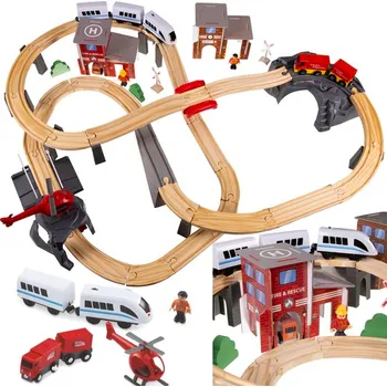 Vláček a vláčkodráha Deminas Úžasný elektrický vláček s dřevěnými kolejemi