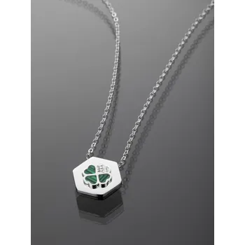 Řetízek Prosperk Řetízek ocelový s přívěskem čtyřlístek zelený S2656