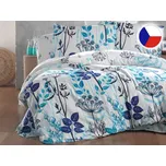 Francouzské povlečení bavlněný satén 2x 70x90, 220x200 Garden blue