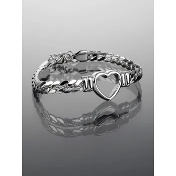 Náramek Prosperk Masivní náramek z chirurgické oceli stříbrné barvy se srdíčkem S3508