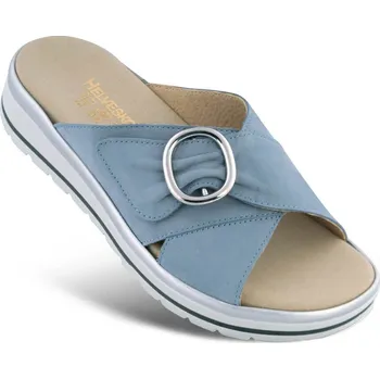 Dámská zdravotní obuv Dámské letní pantofle se sponou a páskem na suchý zip, nubuková useň, modrá: 38