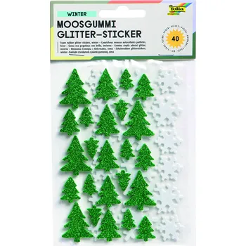 Samolepící dekorace Samolepky z pěnovky - se třpytkami, samolepící 40ks