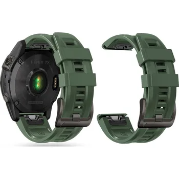 Řemínek na hodinky SILIKONOVÝ ŘEMÍNEK NA GARMIN 22MM FENIX 5 / 6 / 6 PRO / 7 DOOP EXPLORER 22MM ARMÁDNÍ ZELENÁ