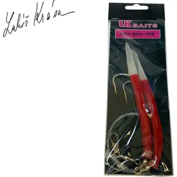 Rybářský háček LK Baits návazec na tresky 8/0 12cm Lumino Dark Red/Tmavě červený