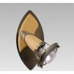 ZEUS nástěnné bodové svítidlo 1x E14 40W bez zdroje IP20, starožitná mosaz/světlé dřevo