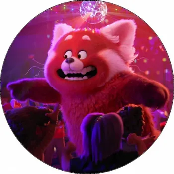 Jedlá dekorace na dort Jedlý papír Proměna Mei jako panda na večírku 19,5 cm