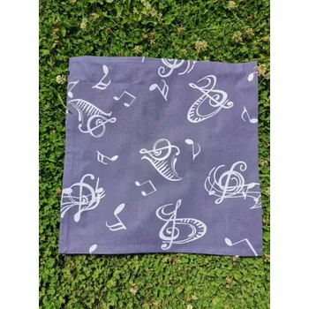 Povlak na polštář s potiskem šedo/bílé noty 40x40 cm