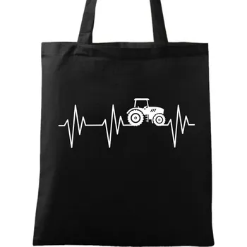 Bavlněná taška Kardiogram a Traktor (Barva: Černá)