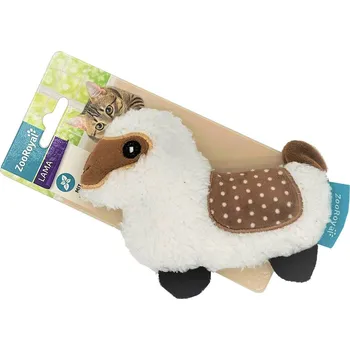 Hračka pro kočku ZooRoyal plyšová hračka, lama s šantou kočičí, 16 cm