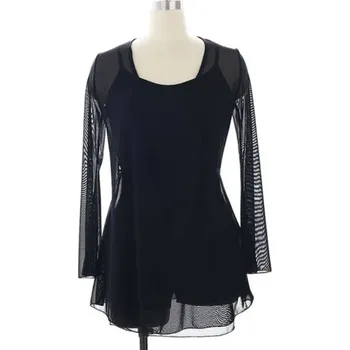 Dlouhý průhledný zavinovací kabátek s rukávy č.TP060 Černá M