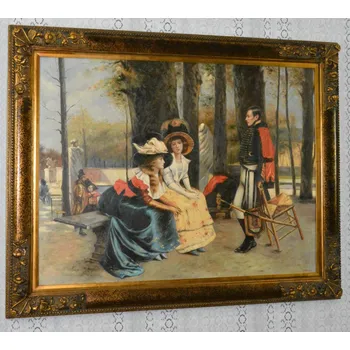 Obraz Zámecký obraz-Generál a dámy-olej na plátně-145 cm