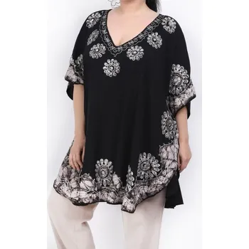 Dámská halenka Dámská volná letní etno halenka pončo Tmavě červená