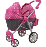 Kočárek pro panenky s puntíky a nastavitelnou rukojetí