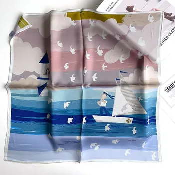 Šátek Hedvábný šátek Láska na moři 53x53 cm v dárkovém balení, HEDVÁBNÝ SVĚT