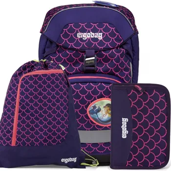 Školní batoh Ergobag Batoh do školy prime Fluo růžový set