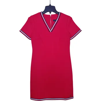 Dámské šaty Tommy Hilfiger dámské šaty Stripe Trim červené XL