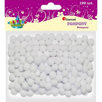 Titanum Bambulky, Pompony, BÍLÉ, 10mm, 120ks/bal.
