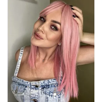 Paruka Růžová paruka Makenna s ofinou, SS152-3