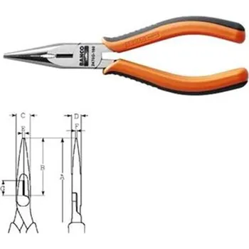 Kleště Bahco 2470 G-160 - Kleště se špičatými čelistmi 160mm, rovné, Bi-plastová rukojeť