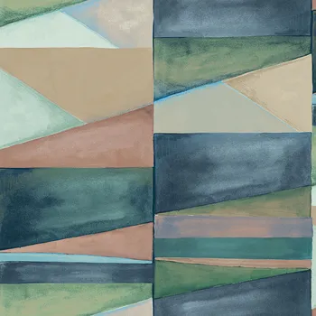 Tapeta Decoprint Geometrická vliesová tapeta na zeď, zelená, modrá, SO27031, Soleado, Decoprint, velikost 10,05 x 0,53 m