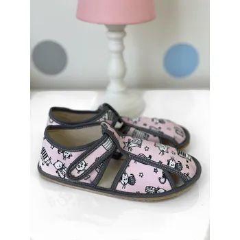 Dívčí bačkory Barefoot bačkory s průřezy - Pink Cat, Baby bare shoes Velikost: 22