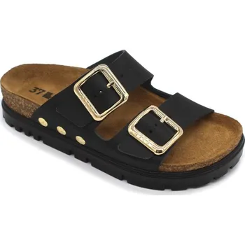 Dámská obuv Leon 6010 Dámské korkové pantofle na platformě - Černá Velikost: 41