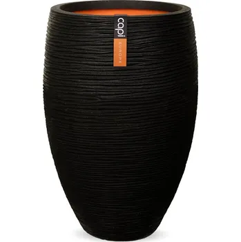 Květináč Capi Europe Květináč kulatý Rib NL, Capi, průměr 55 cm, výška 85 cm, recyklovatelná PE směs, barva black