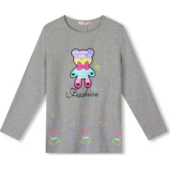 Dívčí tričko KUGO DÍVČÍ TRIČKO S MEDVÍDKEM DLOUHÝ RUKÁV Barva: Šedá, Velikost: 164