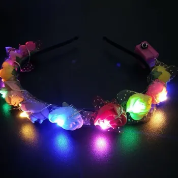 Čelenka Led osvětlená čelenka s květy včetně baterií
