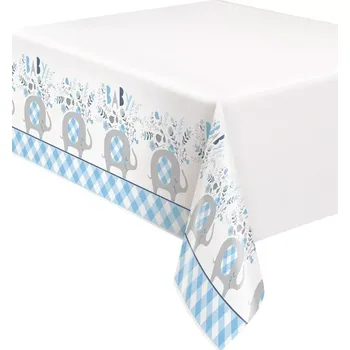 Jednorázový ubrus Plastový ubrus Sloník s květinami modrý