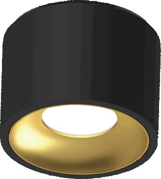 Illuxtron Elegantní stropní váleček Fido 105 Flicker Free Teplota chromatičnosti: 3000 Kelvinů, Barva vnější / barva vnitřní: Černá / Zlatá, Úhel vyzařování: 80° F32A03715D02