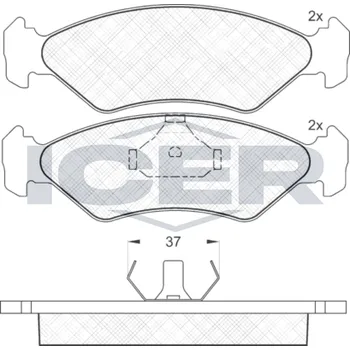 Brzdová destička Sada brzdových destiček, kotoučová brzda ICER 180776