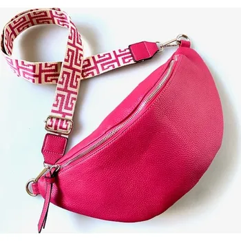 Outdoorové zavazadlo Piazza Italia Dámská crossbody ledvinka velká s barevným popruhem - tmavě růžová