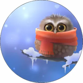 Jedlá dekorace na dort Jedlý papír sovička se šálou 19,5 cm